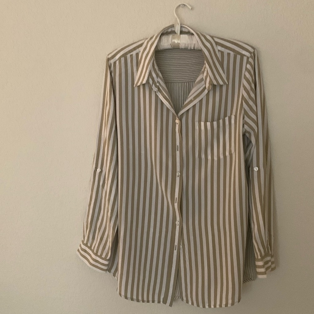 Jane + Delancey striped rayon blouse